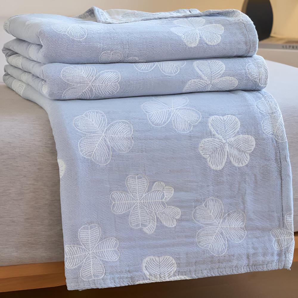 Cozy Four Leaf Clover Cotton Blanket - Soft, Warm, and Stylish Throw