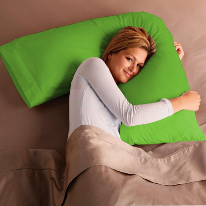 V Shaped Pillow with Case - Extra Filled Neck Support for Pregnancy, Nursing & Orthopedic Comfort