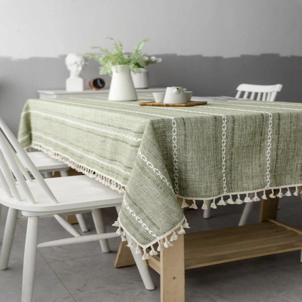 Elegante Baumwoll-Leinen-Tischdecke