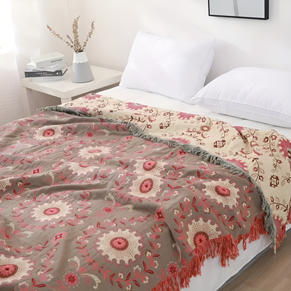 Plaid réversible rétro mandala pour une décoration intérieure chaleureuse