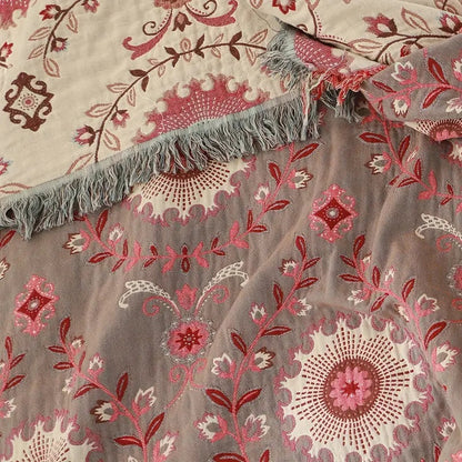 Plaid réversible rétro mandala pour une décoration intérieure chaleureuse