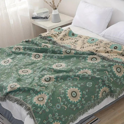 Plaid réversible rétro mandala pour une décoration intérieure chaleureuse