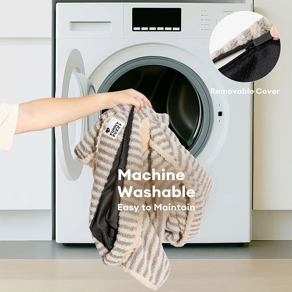 Washable Orthopaedic Dog & Cat Sofa Bed - Fluffy Stripe Design