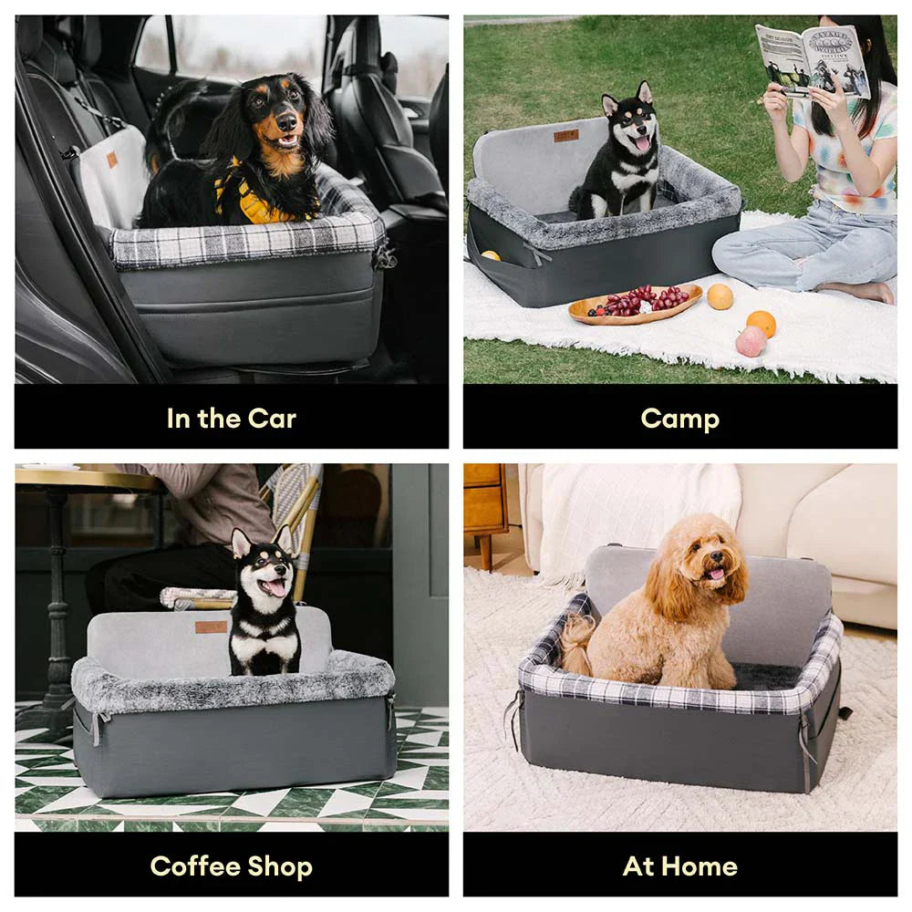 All-Season Dog Car Seat Bed for Travel Safety - Pet Booster Seat