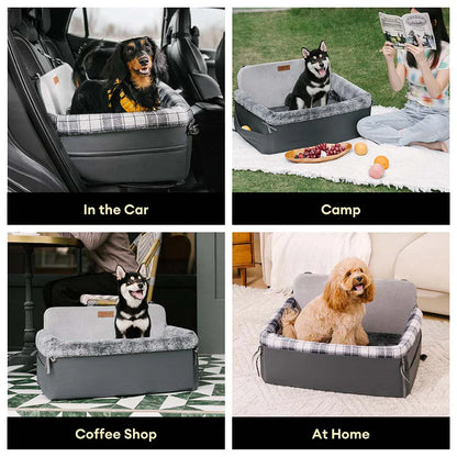 All-Season Dog Car Seat Bed for Travel Safety - Pet Booster Seat