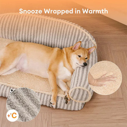 Washable Orthopaedic Dog & Cat Sofa Bed - Fluffy Stripe Design