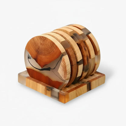 Set de Holzuntersetzer - Japanisches Design - Harz Akzente