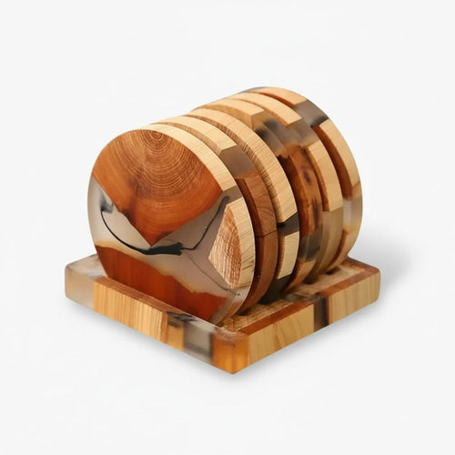 Set de Holzuntersetzer - Japanisches Design - Harz Akzente