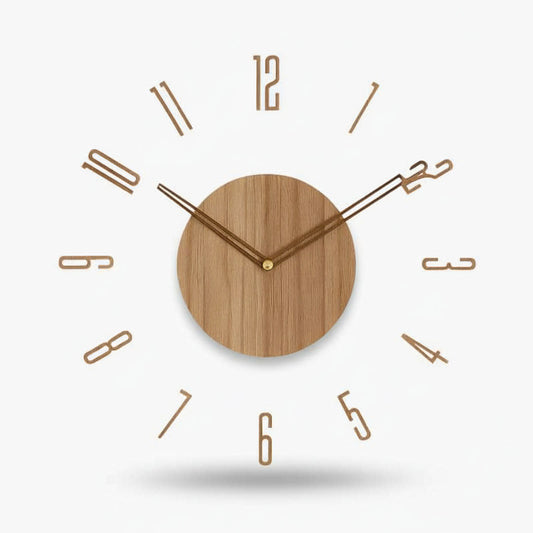 Holz-Wanduhr - Design minimaliste - Lautloses Uhrwerk