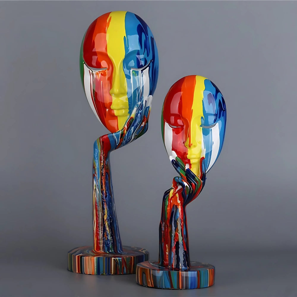 Colorful Female Thinker Art Sculpture - Modern Home Decor Accent