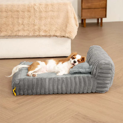 Lit orthopédique mini en peluche avec dossier pour petits chiens