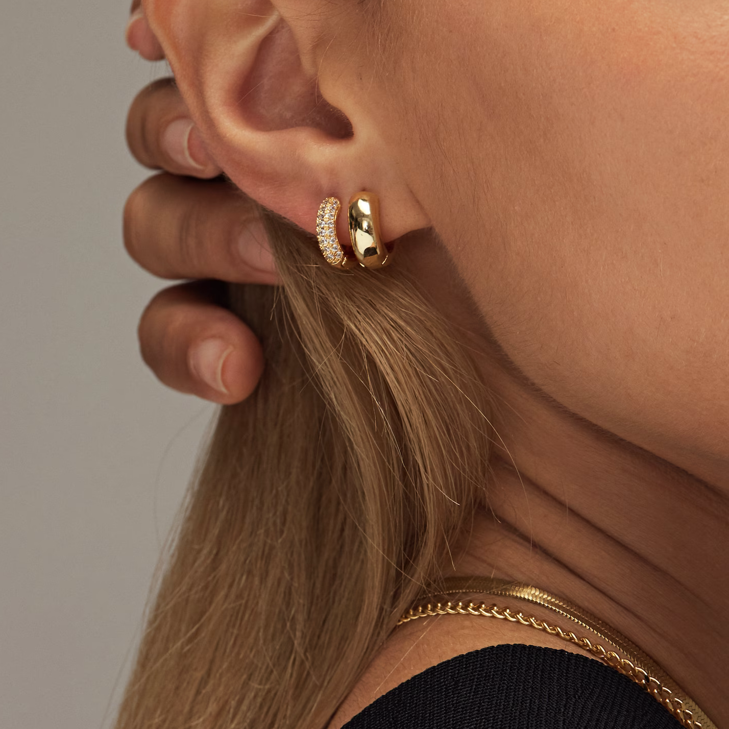 Lena - Chunky Huggie Earrings — bringing modern charm to your space.