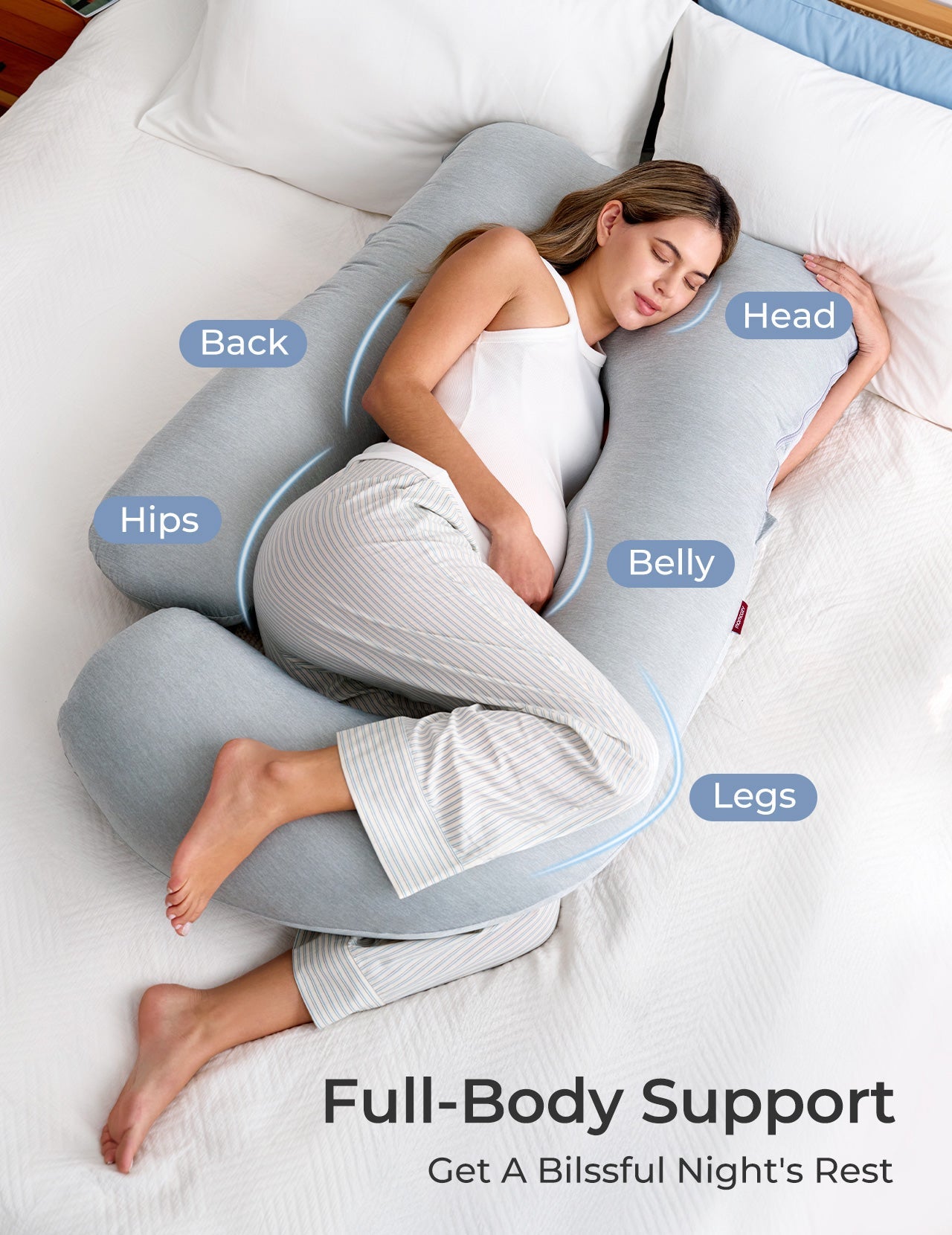 U Shaped Pregnancy Pillow for Comfort and Support - Cooling Fabric for Expecting Mothers