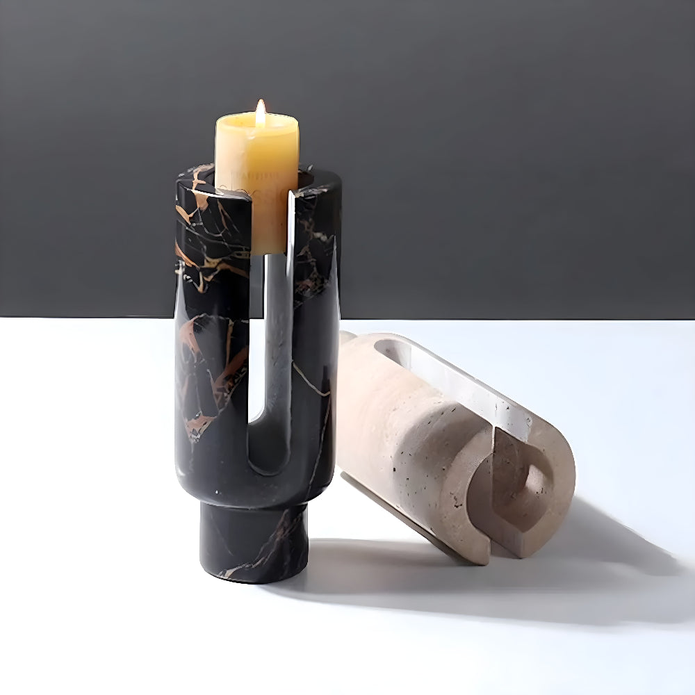 Élégant bougeoir en marbre Eclipse pour la décoration intérieure et les cadeaux