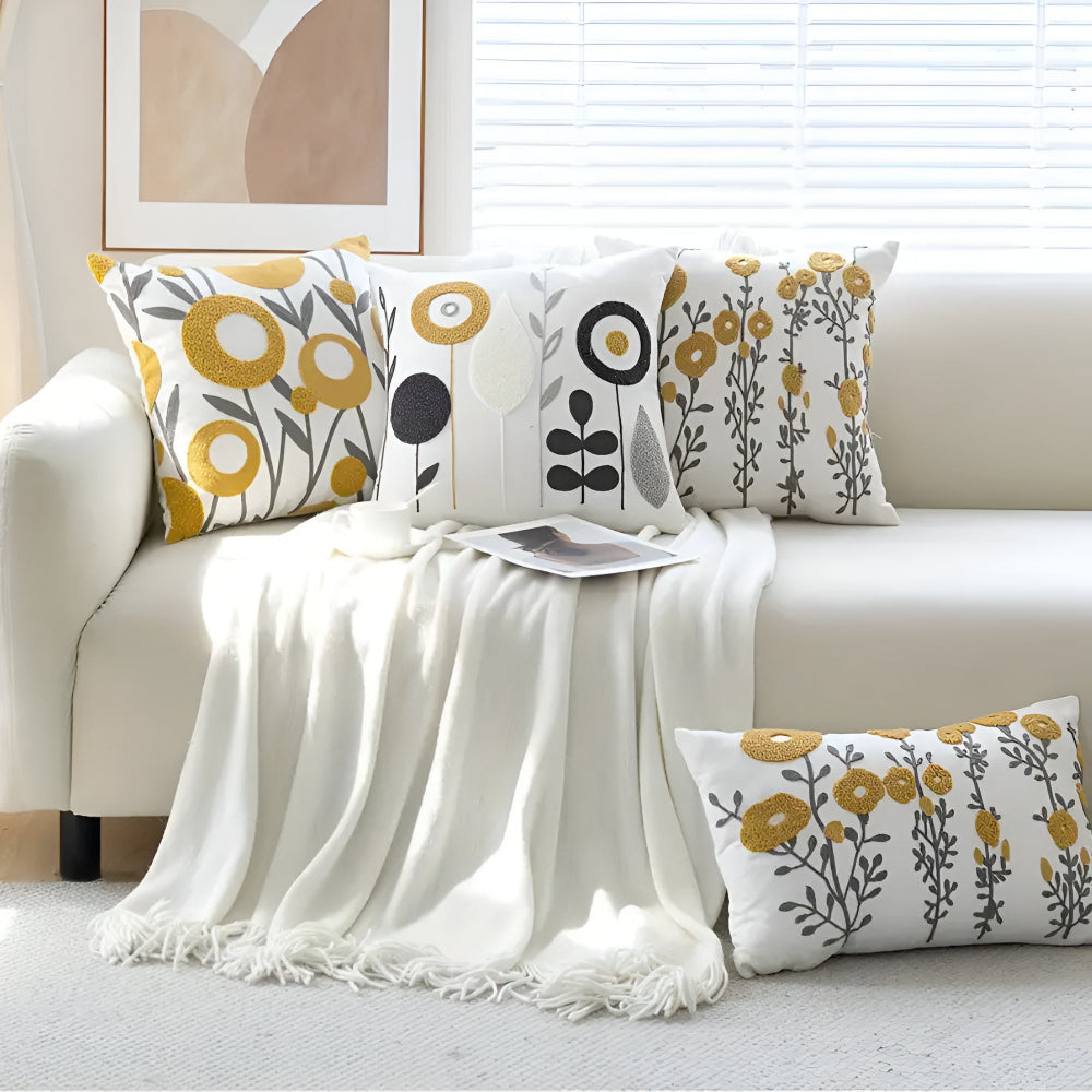 Housse de coussin décorative brodée à fleurs pour la maison