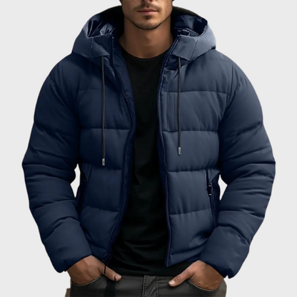 Herren Kapuzen-Pufferjacke – Manteau d'hiver plus chaud avec polaire isolante