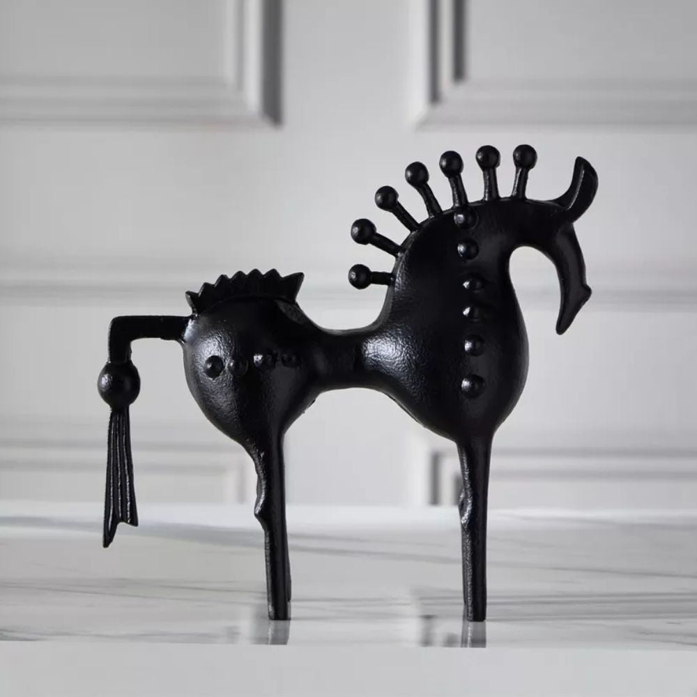 Black Stallion Horse Metal Art Sculpture for Home Decor