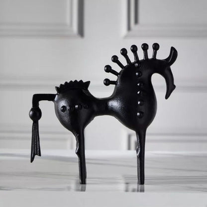 Black Stallion Horse Metal Art Sculpture for Home Decor