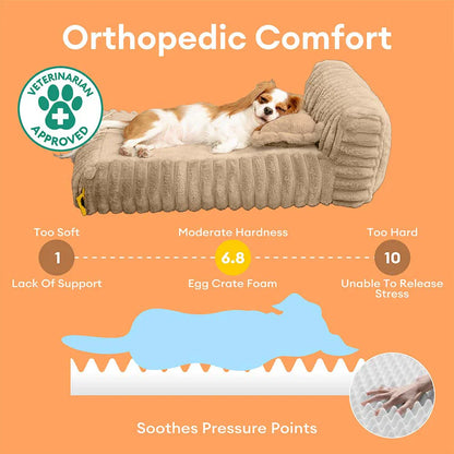 Lit orthopédique mini en peluche avec dossier pour petits chiens
