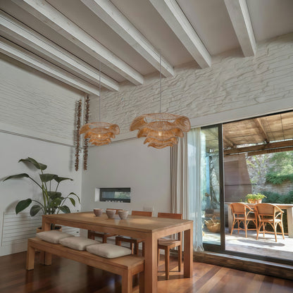 Lampe à suspension multi-laags Rieten Plafondlamp pour décoration d'intérieur