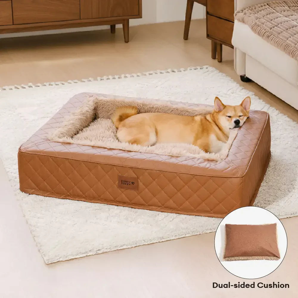 Coussin orthopédique pour chien - Coussin moelleux et en similicuir pour un confort optimal