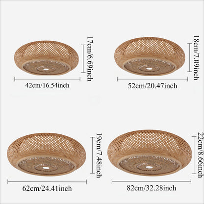 Japanse Stijl Bamboe Rieten Plafondlamp – Plafondmontage de Hanglamp