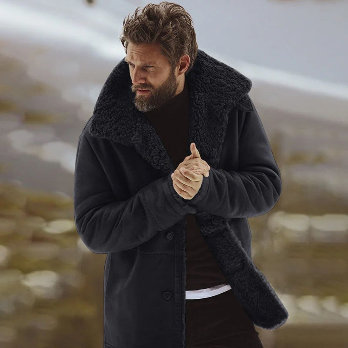 Le Aspen Lammfellmantel – Manteau d'hiver classique pour hommes
