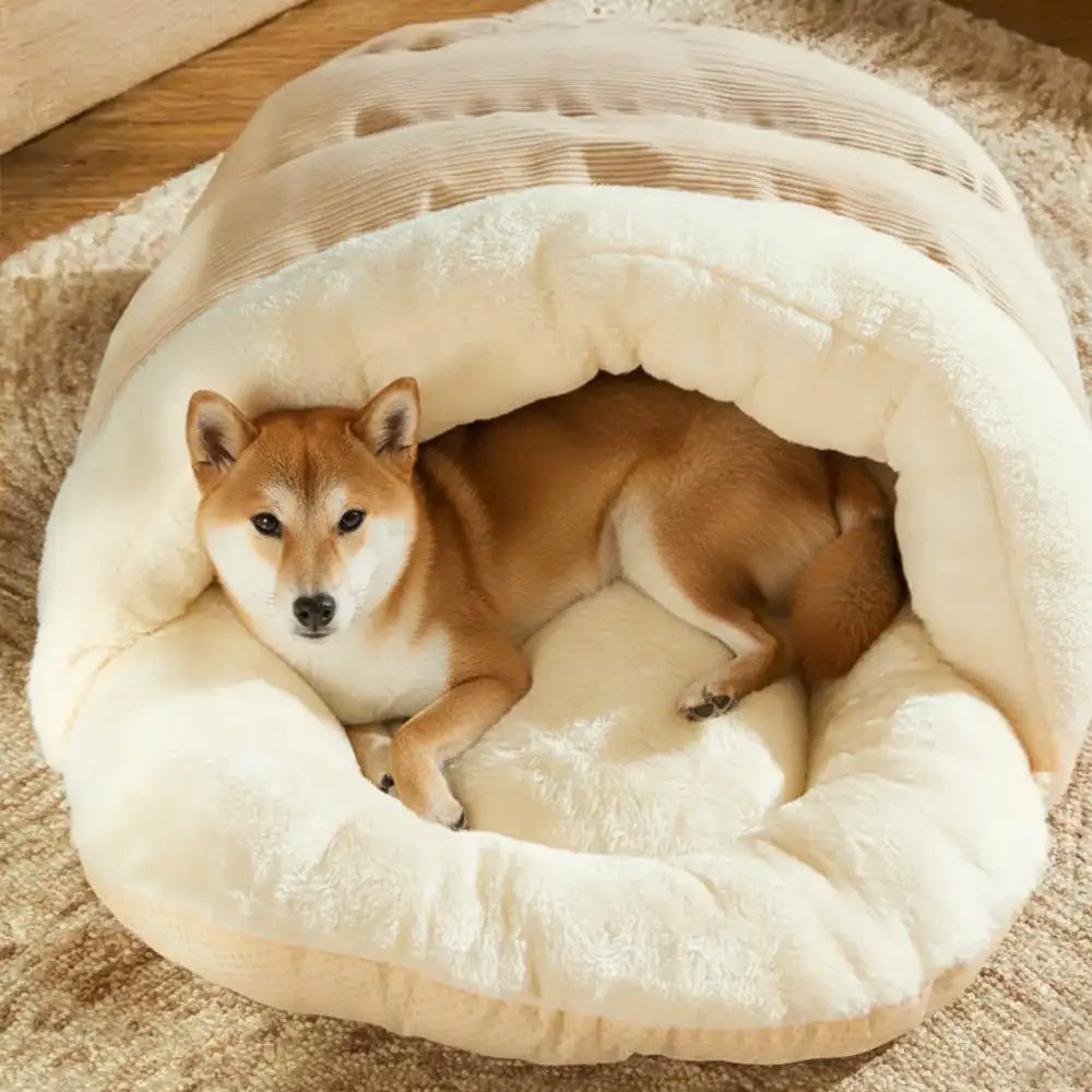 Cozy Washable Enclosed Pet Bed - Warm Slipper-Style Design