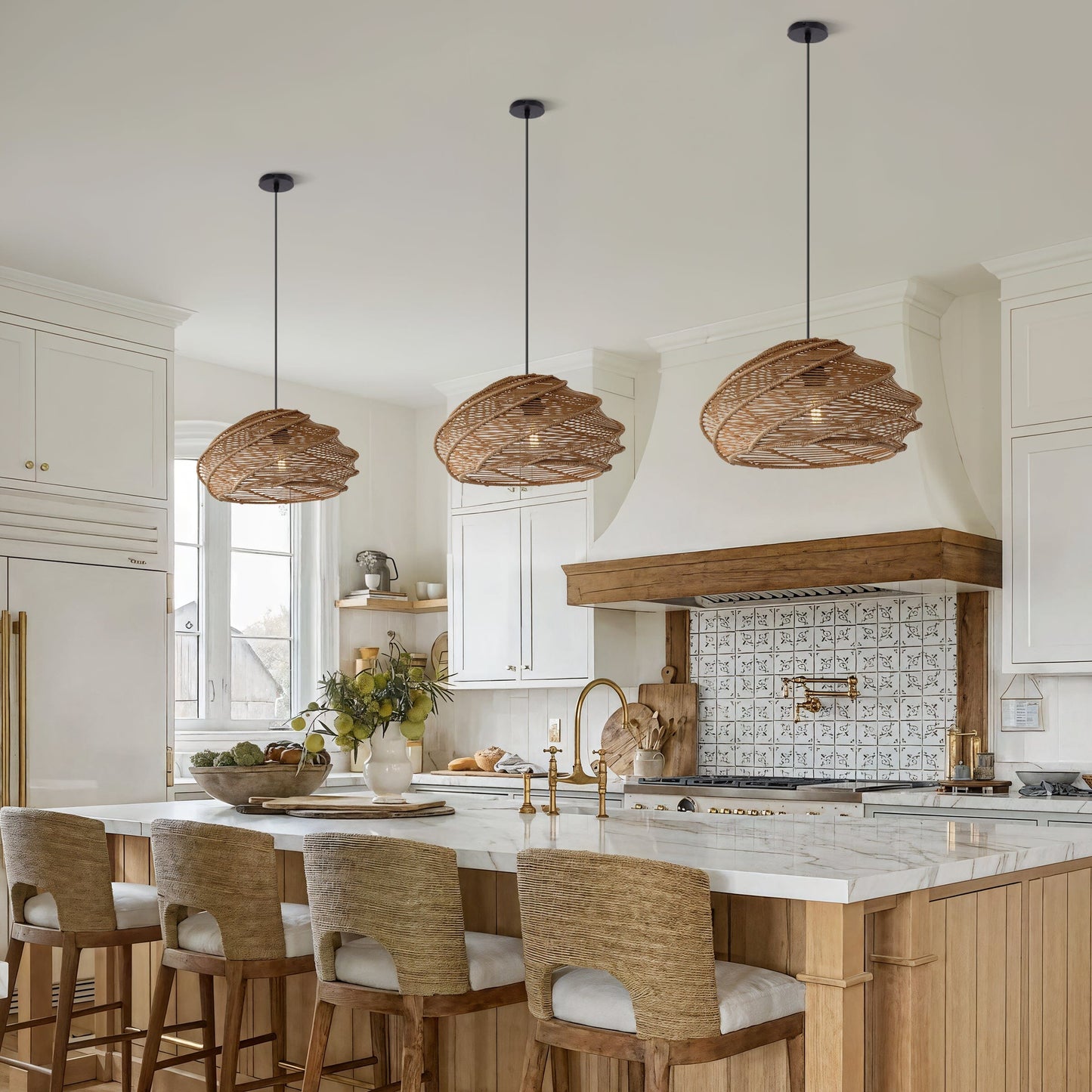 Spiraal Rieten Plafondlamp voor Slaapkamer, Eetkamer et Bar