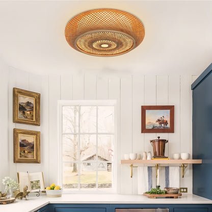 Japanse Stijl Bamboe Rieten Plafondlamp – Plafondmontage de Hanglamp
