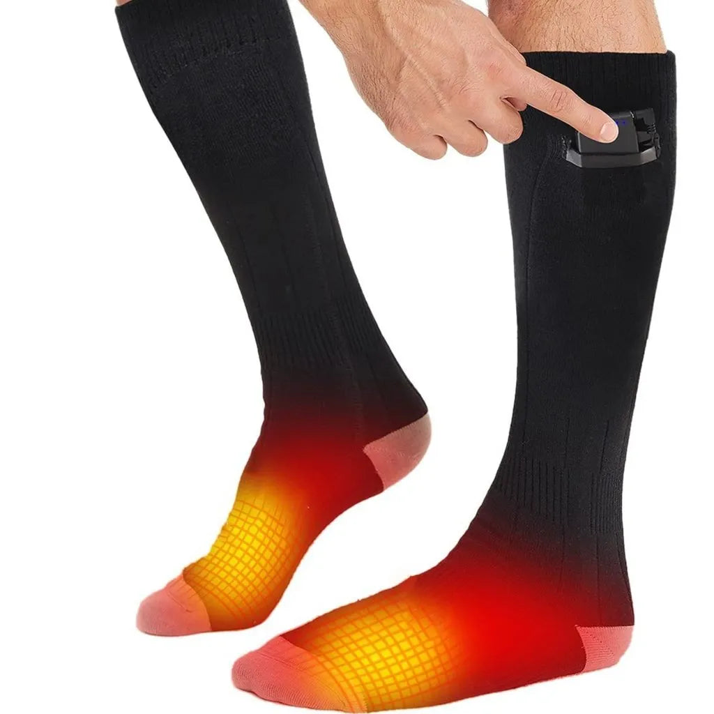 Chaussettes chauffantes électriques rechargeables - 2 paires avec 3 niveaux de chaleur
