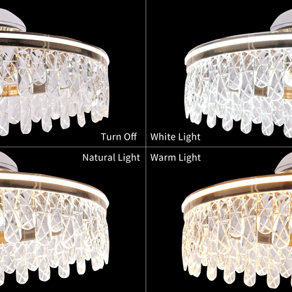 60cm Modern Gold Crystal Ceiling Fan with Light - Stylish Ceiling Light