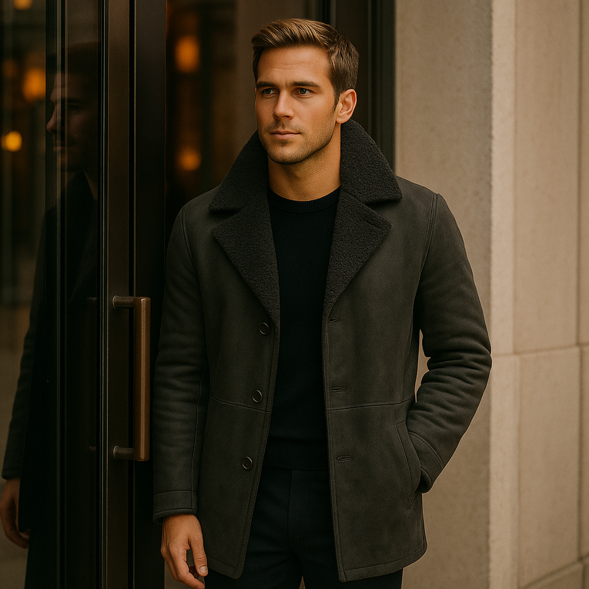Le Aspen Lammfellmantel – Manteau d'hiver classique pour hommes