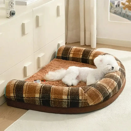 Washable Orthopedic U-Shaped Faux Lambswool Pet Bed for Dogs & Cats
