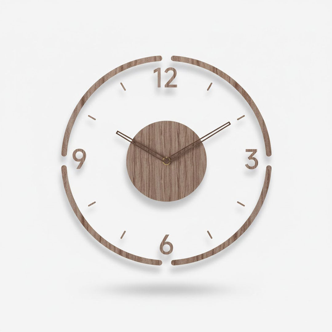 Holz Wanduhr - Design minimaliste - Lautloses Uhrwerk