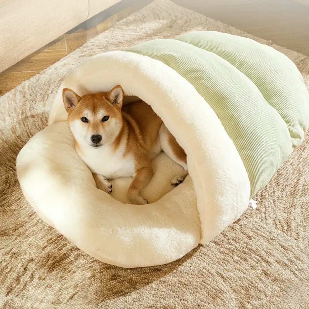 Cozy Washable Enclosed Pet Bed - Warm Slipper-Style Design