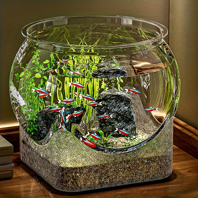 Clear Round Fish Tank - Durable Break-Resistant Aquarium for Turtles & Small Fish