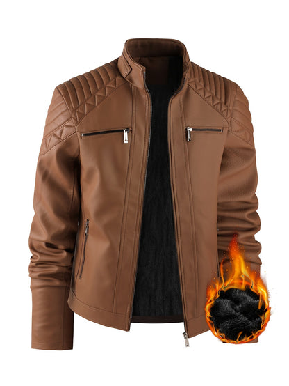 Veste polaire en cuir pour hommes – Stehkragen Biker Design pour l'hiver et l'hiver