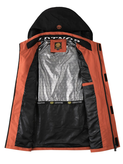 Herren Winddichte Puffer Bomberjacke mit durchgehendem Reißverschluss – Robustes Design mit abnehmbarer Kapuze