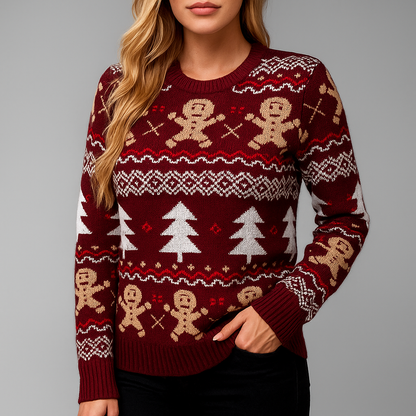 Festlicher Strickpullover pour femmes | Saisonales Muster et gemütlicher Stil 