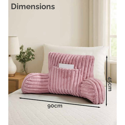 Cuddle Cushion - Faux Fur Ribbed Reading Chair Pillow with Arms for Sofa, Gaming & Relaxing Comfort