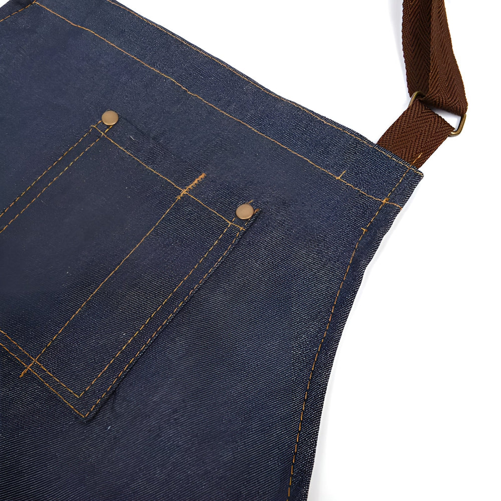 Adjustable Denim Work Apron for Cooking, Crafting, and Gardening