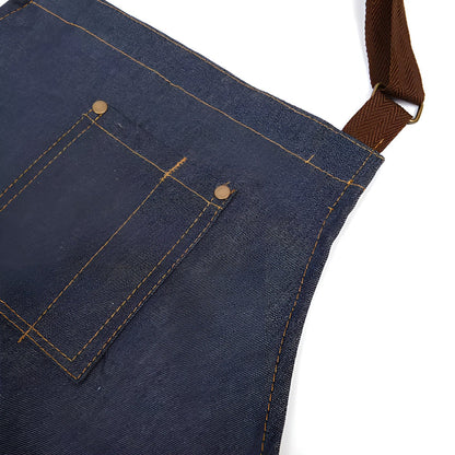 Adjustable Denim Work Apron for Cooking, Crafting, and Gardening
