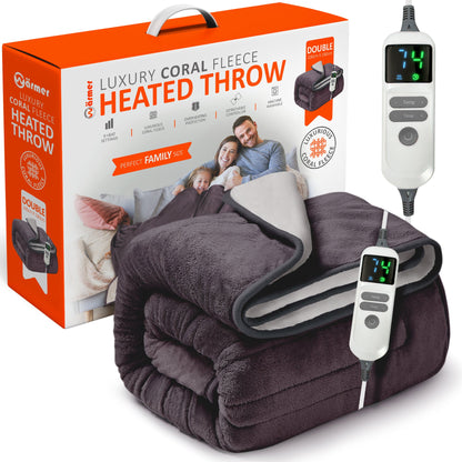 Couverture chauffante électrique avec télécommande numérique, minuterie, 9 niveaux de chaleur, arrêt automatique, 120 W