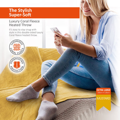 Couverture chauffante électrique avec minuterie, 9 niveaux de chaleur, arrêt automatique