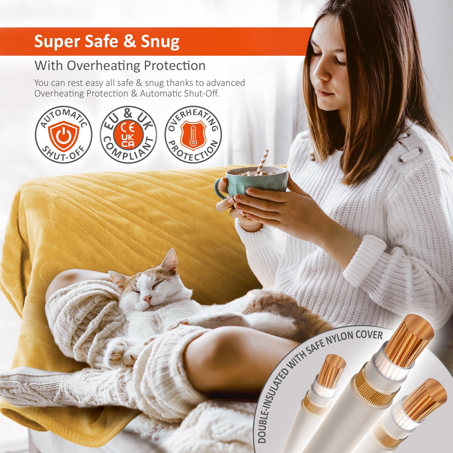 Couverture chauffante électrique avec télécommande numérique, minuterie, 9 niveaux de chaleur, arrêt automatique, 120 W