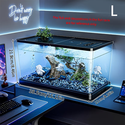 Grand aquarium avec couvercle - Aquarium robuste pour poissons et tortues, facile à nettoyer grâce à son couvercle ouvert