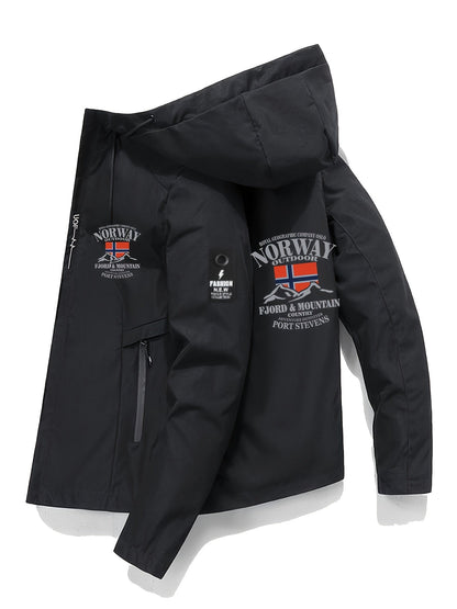 Veste à capuche drapeau norvégien pour hommes – Lässige Frühling &amp; Herbst Oberbekleidung