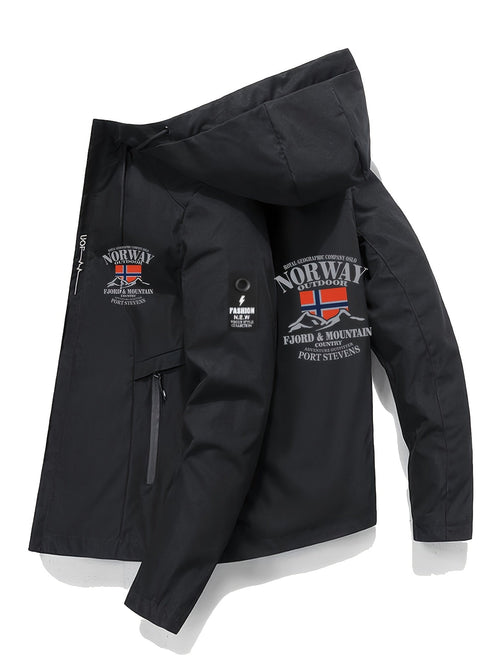Veste à capuche drapeau norvégien pour hommes – Lässige Frühling &amp; Herbst Oberbekleidung