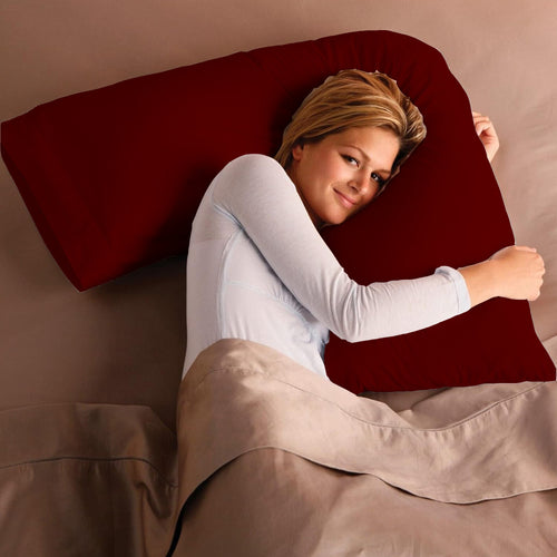 V Shaped Pillow with Case - Extra Filled Neck Support for Pregnancy, Nursing & Orthopedic Comfort